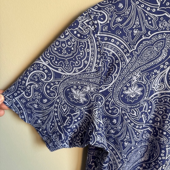Vintage Peter Millar Crown Soft Abstract Paisley Polo Shirt Short Sleeve Blue M - Picture 3 of 13